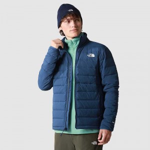 Men's The North Face Belleview Stretch Down Jackets Blue | Malaysia-6185374