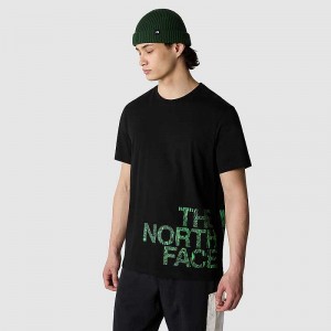 Men's The North Face Blown Up Logo T Shirts Black | Malaysia-5428967