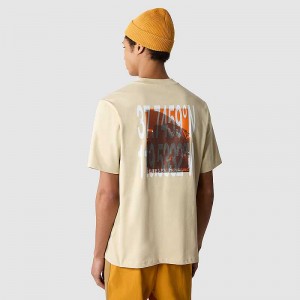 Men's The North Face Boxy Graphic T Shirts Khaki | Malaysia-2870135