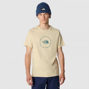 Men's The North Face Circle Logo T Shirts Khaki | Malaysia-3921670