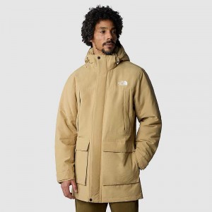 Men's The North Face Katavi Down Jackets Khaki Grey | Malaysia-4981375