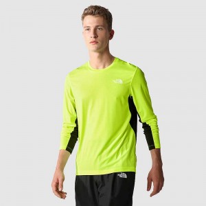 Men's The North Face Lightbright Long-Sleeve T Shirts Yellow / Black | Malaysia-3948651