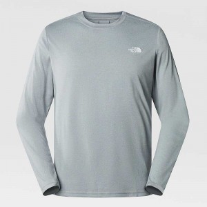 Men's The North Face Reaxion Amp Long-Sleeve T Shirts Grey | Malaysia-3729648