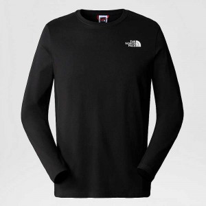 Men's The North Face Redbox Long-Sleeve T Shirts Black | Malaysia-2871059