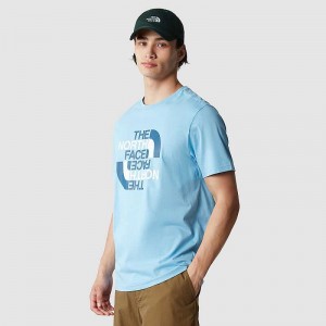 Men's The North Face Reverse Logo T Shirts Blue | Malaysia-5726810