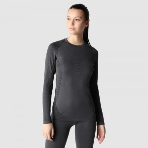 Women's The North Face Active Long-Sleeve T Shirts Grey / Black | Malaysia-5640813