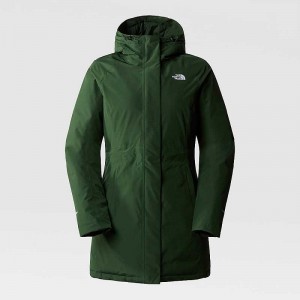 Women's The North Face Brooklyn Down Jackets Deep Green | Malaysia-9034761