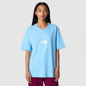 Women's The North Face Circle Logo Relaxed T Shirts Blue | Malaysia-3145680