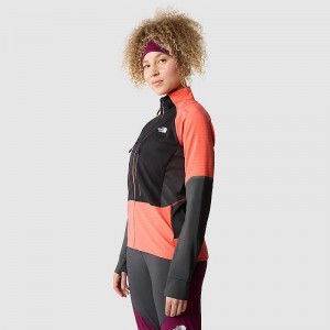 Women's The North Face Dawn Turn Full-Zip Softshell Windbreaker Black / Orange / Grey | Malaysia-3642019