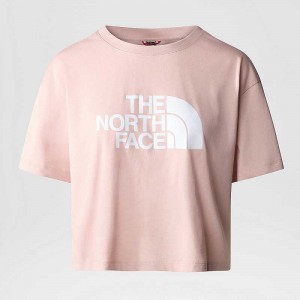 Women's The North Face Easy Cropped T Shirts Pink | Malaysia-6591374