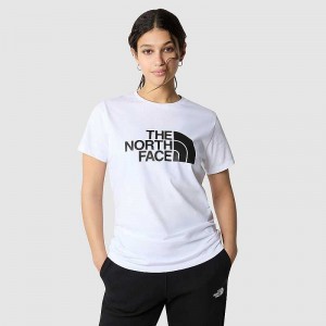 Women's The North Face Easy T Shirts White | Malaysia-3064815