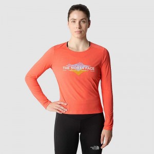 Women's The North Face Kikash Long-Sleeve T Shirts Orange | Malaysia-9763028