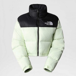 Women's The North Face Nuptse Down Jackets Light Green Cream | Malaysia-1658402