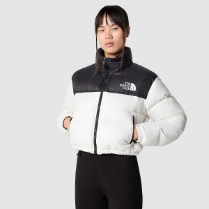 Women's The North Face Nuptse Down Jackets White / Black | Malaysia-3821674