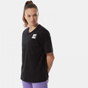 Women's The North Face Relaxed Fine T Shirts Black | Malaysia-5476201