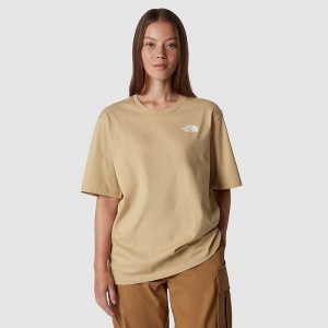 Women's The North Face Relaxed Simple Dome T Shirts Khaki Grey | Malaysia-4780396