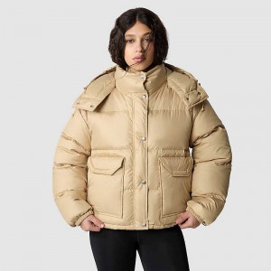 Women's The North Face Sierra Down Jackets Khaki Grey | Malaysia-1076825