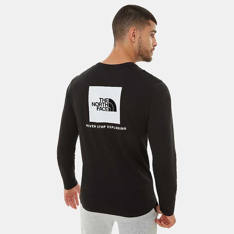 Men's The North Face Redbox Long-Sleeve T Shirts Black | Malaysia-2871059