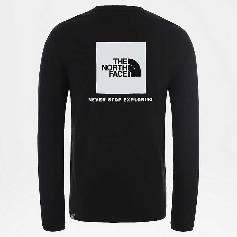 Men's The North Face Redbox Long-Sleeve T Shirts Black | Malaysia-2871059