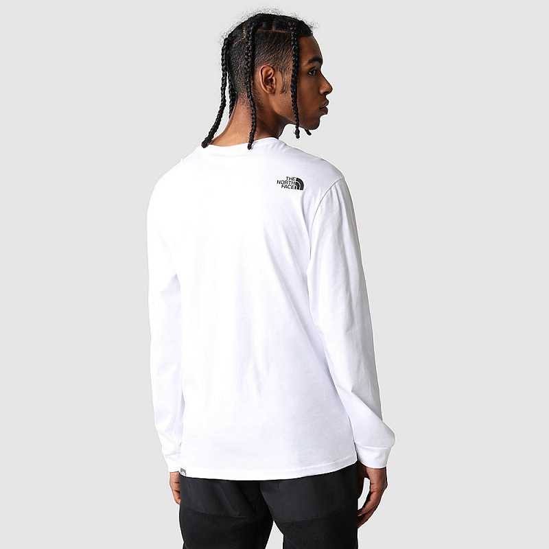 Men's The North Face Simple Dome Long-Sleeve T Shirts White | Malaysia-3570186