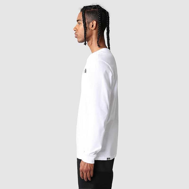 Men's The North Face Simple Dome Long-Sleeve T Shirts White | Malaysia-3570186