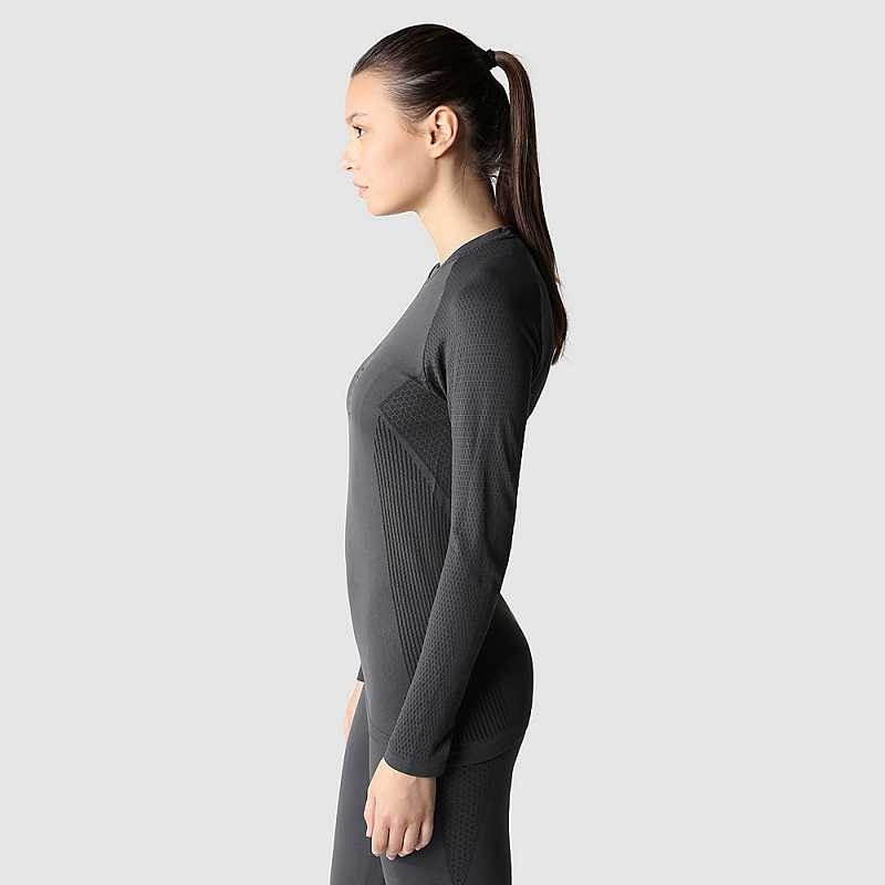 Women's The North Face Active Long-Sleeve T Shirts Grey / Black | Malaysia-3240189