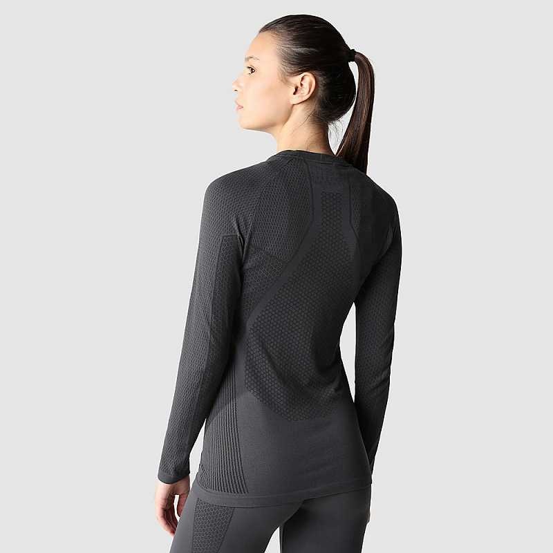 Women's The North Face Active Long-Sleeve T Shirts Grey / Black | Malaysia-3240189