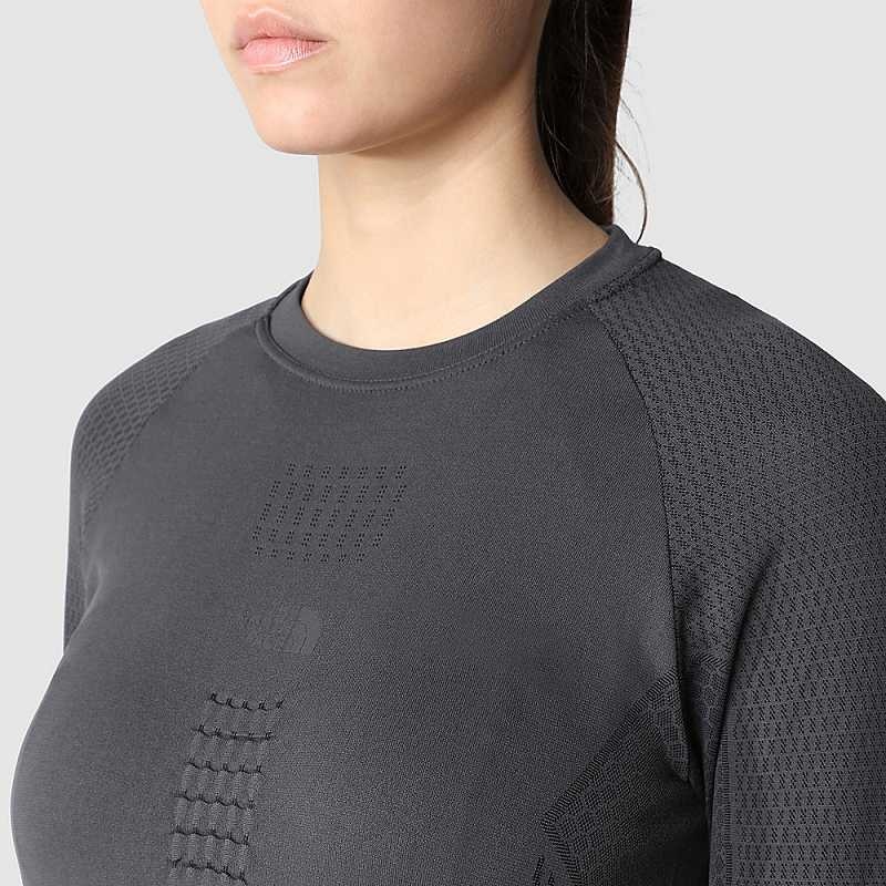 Women's The North Face Active Long-Sleeve T Shirts Grey / Black | Malaysia-3240189