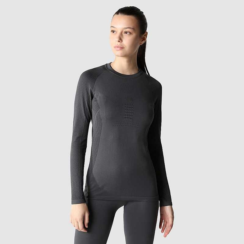 Women\'s The North Face Active Long-Sleeve T Shirts Grey / Black | Malaysia-3240189