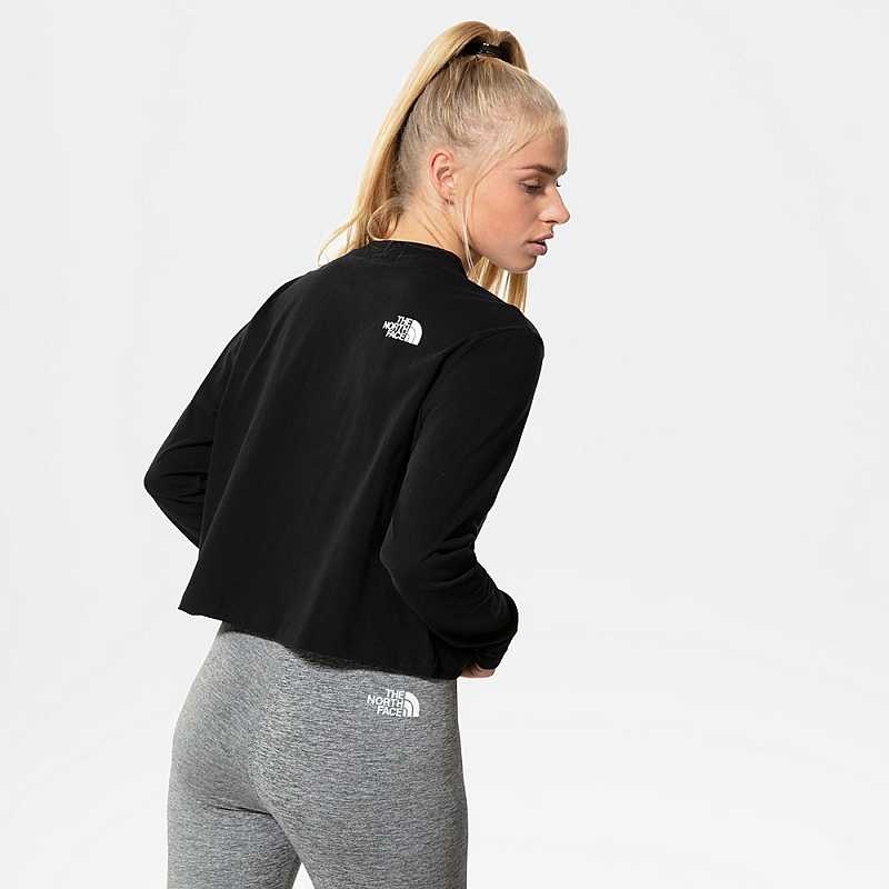 Women's The North Face Cropped Long-Sleeve T Shirts Black | Malaysia-3751289