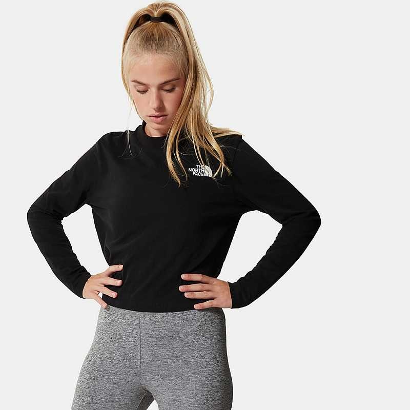 Women's The North Face Cropped Long-Sleeve T Shirts Black | Malaysia-3751289