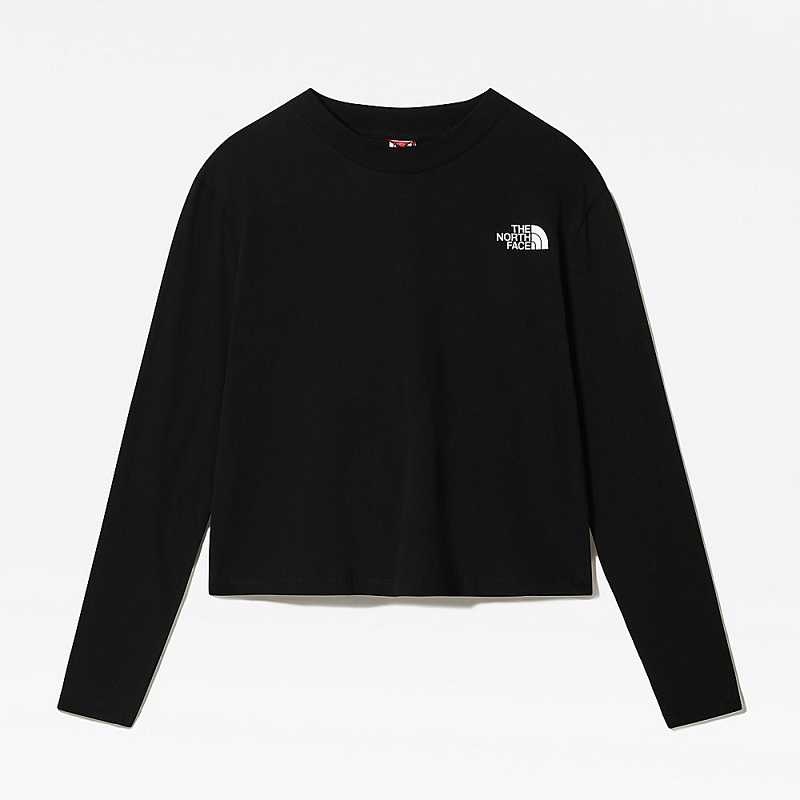 Women's The North Face Cropped Long-Sleeve T Shirts Black | Malaysia-3751289