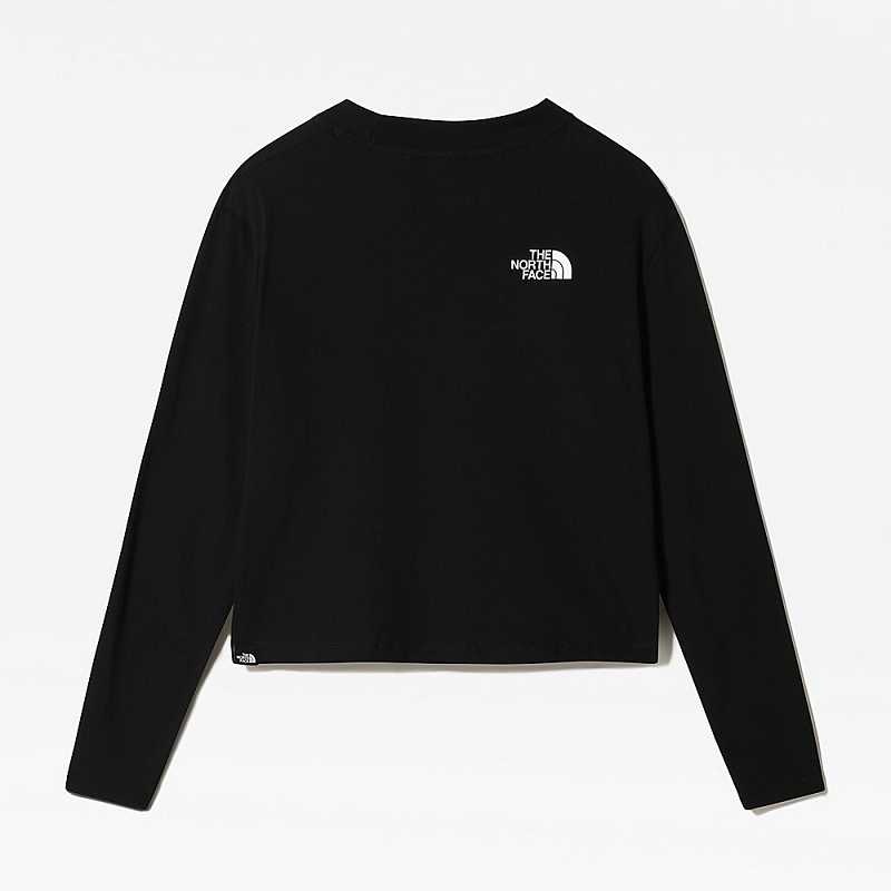 Women's The North Face Cropped Long-Sleeve T Shirts Black | Malaysia-3751289