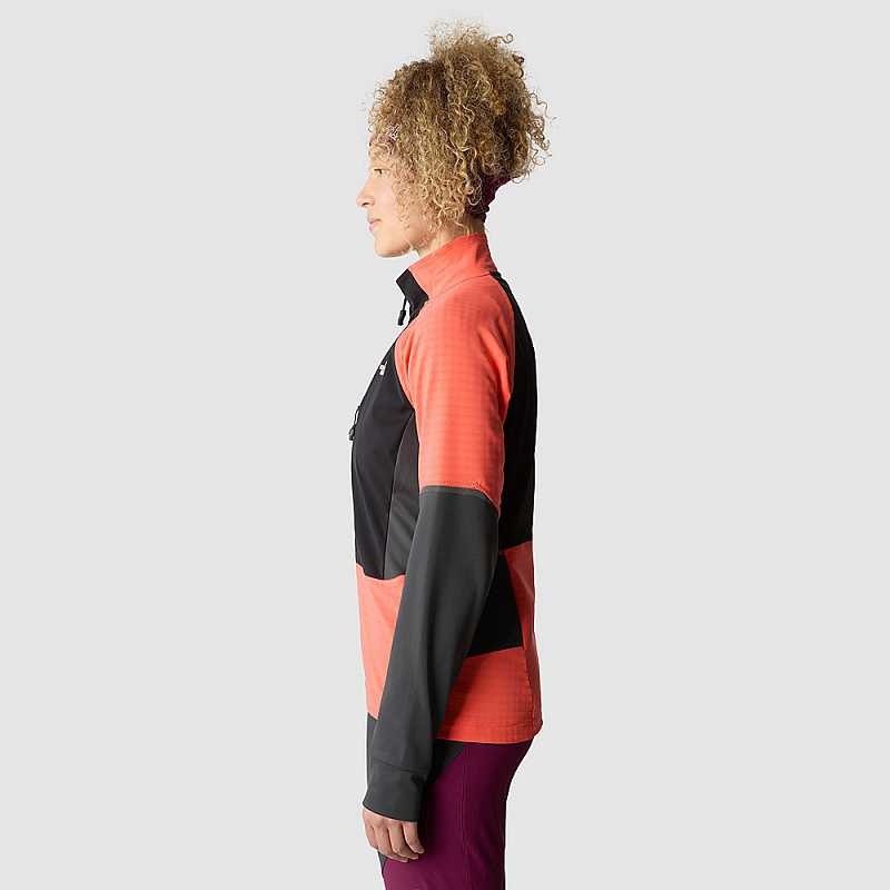 Women's The North Face Dawn Turn Full-Zip Softshell Windbreaker Black / Orange / Grey | Malaysia-3642019