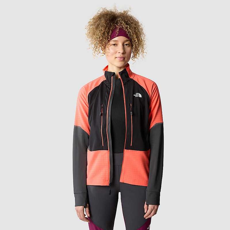 Women's The North Face Dawn Turn Full-Zip Softshell Windbreaker Black / Orange / Grey | Malaysia-3642019